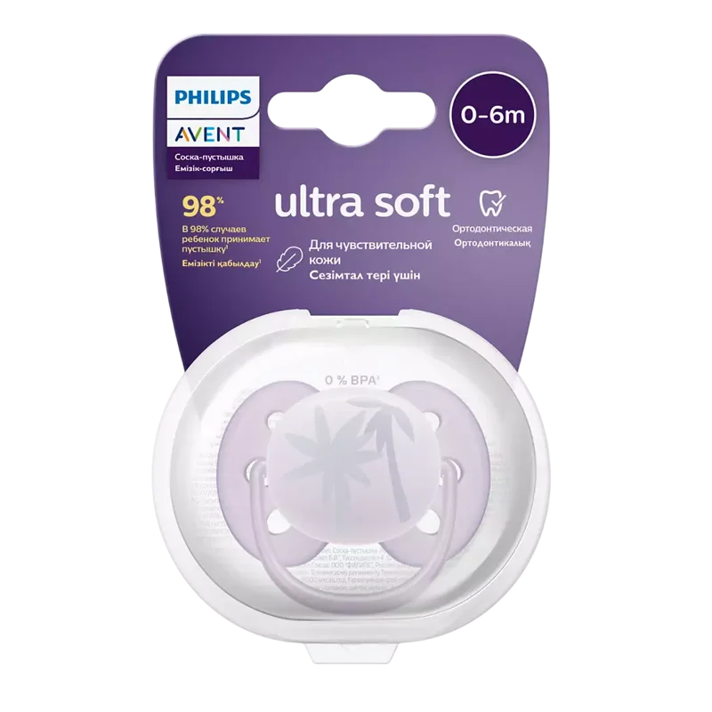 Пустышка ultra soft, пальмы, 0-6 мес., 1 шт.
